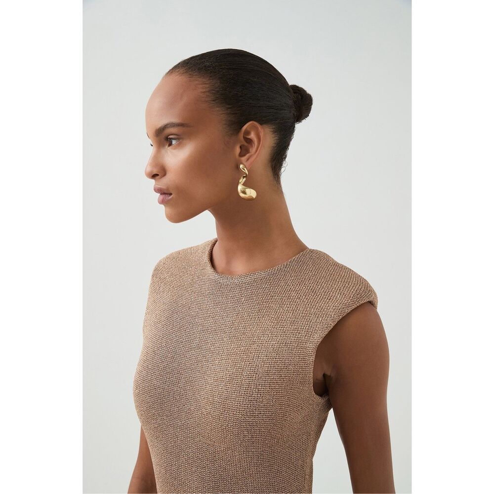AJE BREEZE KNIT MIDI DRESS IN ROSE GOLD SIZE MEDIUM $639 - Picture 3 of 13